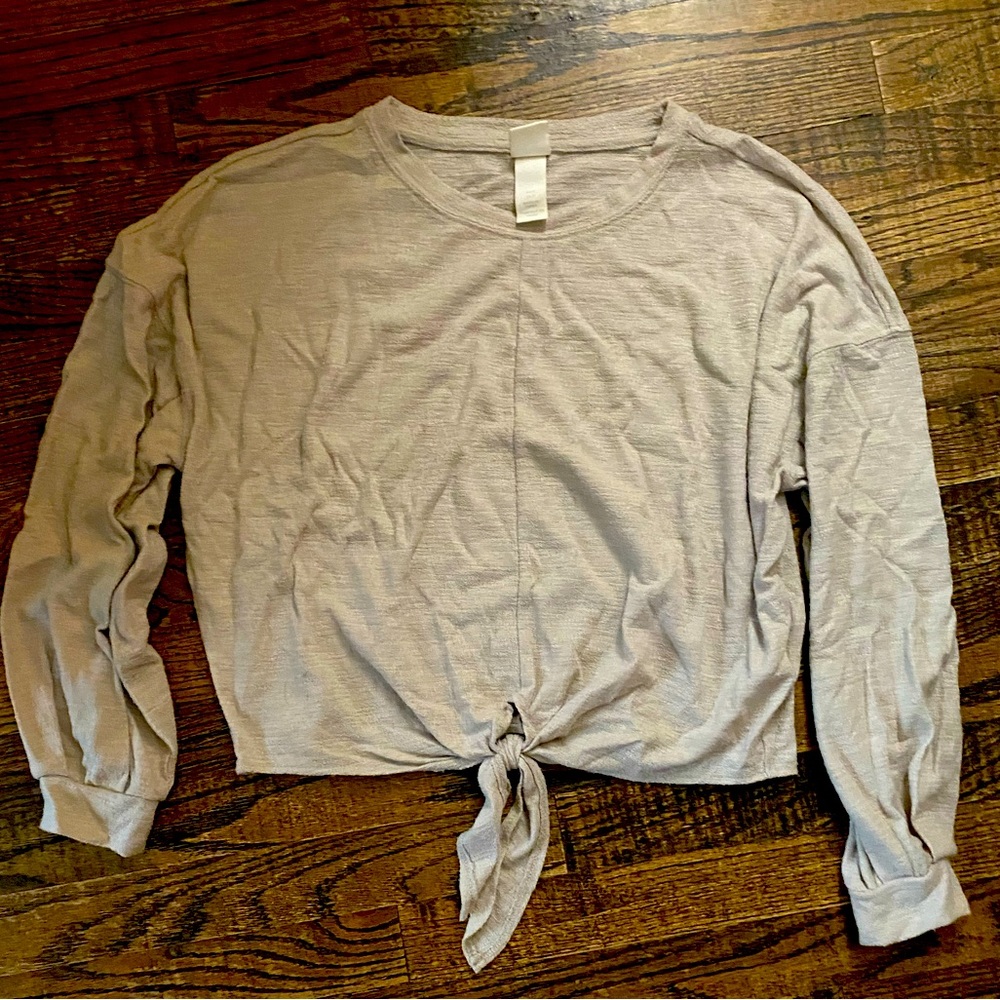 (3 for $15) Cream colored crepe fabric tie front top from H&M